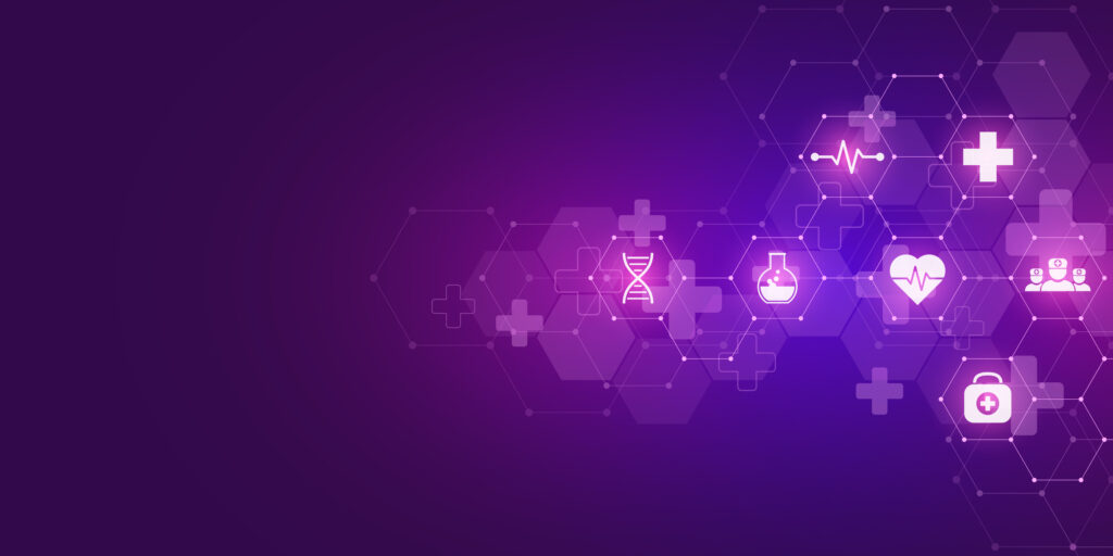 Abstract medical background with flat icons and symbols